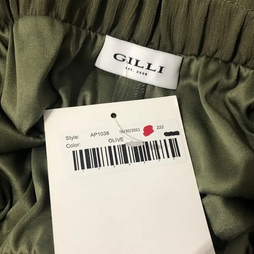 Gilli Sample Women's Gathered Waist Wide Leg High Waist Tie Belt Pants SIZE Smal